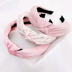 Elegant Pastel Pink And Orange Ditsy Floral Headband Set Of 3